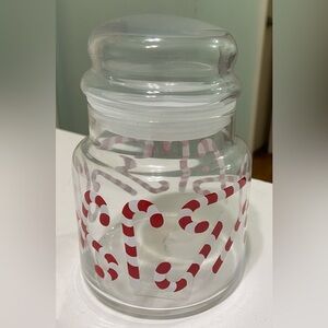 Vintage Libby Candy Cane Glass Jar Canister Airtight Lid